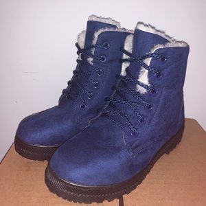 Blue Fur Lined Boots